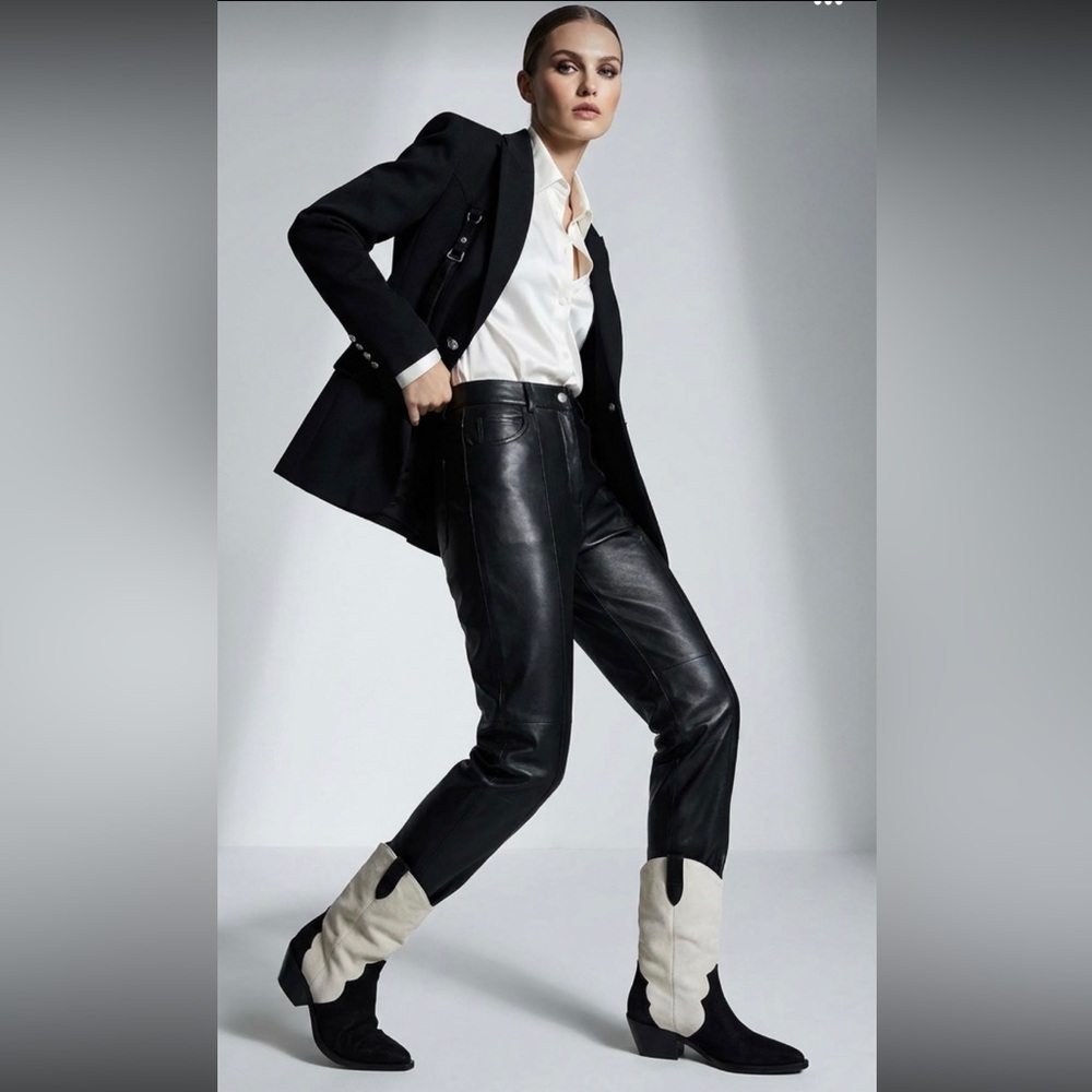 Dolce Vita Black and Cream Heeled Boots - Picture 4 of 11